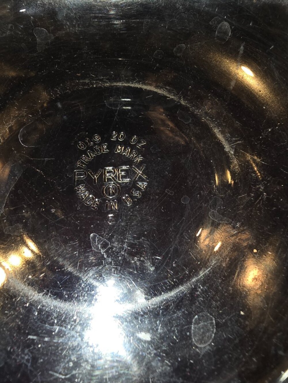 Pyrex Round Clear Glass Casserole Dish Handles Vintage 20 oz 1950-1970 No Lid - Picture 4 of 8